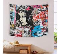 HLXZMCVBT 3D Japanese Graffiti Print Wall Blanket Home Decoration Bedding Poster Wall Art Tapestry Tapestry Wall Hanging Soft Polyester for Bedroom Living Room Dorm Decor 130cmx150cm