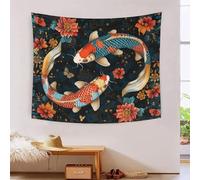 HLXZMCVBT 3D Koi Carp Printed Wall Blanket Home Decoration Bedding Poster Wall Art Tapestry Wall Hanging Tapestry Soft Polyester for Bedroom Living Room, Dorm & Room Decor 150cmx200cm