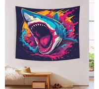 HLXZMCVBT 3D Shark Print Wall Blanket Home Decoration Bedding Poster Wall Art Tapestry Wall Hanging Tapestry Soft Polyester for Bedroom Living Room, Dorm & Room Decor 150cmx200cm