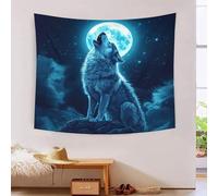 HLXZMCVBT 3D Wolf Printed Wall Blanket Home Decoration Bedding Poster Wall Art Tapestry Wall Hanging Tapestry Soft Polyester for Bedroom,Decorations Beach Blanket College Dorm 180cmx230cm