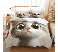 HLXZMCVBT Cat3D Printed Duvet Cover Set Microfiber Bedding Set Pillowcasefor SetSoft Zipper Cute CatQuilt Children Teens Double（200x200cm）