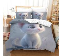 HLXZMCVBT Cute Cat3D Printed Duvet Cover Set Microfiber Cute CatBedding Pillowcasefor Zipper Closure Kids Boys TeensDuvet Single（140x200cm）