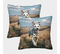 HLXZMCVBT Cute Dog Boho Floral Velvet Cute Cushion Cases Couch Sofa Bed Living Room Bedroom Set of 2 for 40x40cm