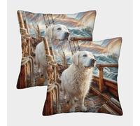 HLXZMCVBT Cute Dog Boho Floral Velvet Cute Cushion Cases Sofa Home Decor Set of 2 for 45x45cm