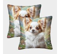 HLXZMCVBT Cute Dog Boho Floral Velvet Cute Throw Pillow Sofa Home Decor Set of 2 for 50x50cm