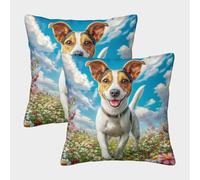 HLXZMCVBT Cute Dog Short Plush Cute Pillow Cover Ornaments Set of 2 for 45x45cm