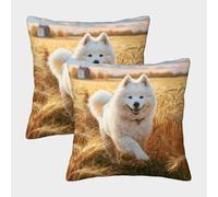 HLXZMCVBT Cute Dog Velvet Interesting Cushion Cases Couch Sofa Bed Living Room Bedroom Set of 2 for 45x45cm