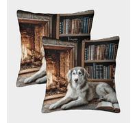 HLXZMCVBT Cute Dog Velvet Interesting Throw Pillow Square Decorative Set of 2 for 40x40cm