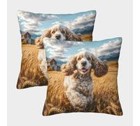 HLXZMCVBT Cute Pet Dog Boho Floral Velvet Clever Throw Pillow Sofa Home Decor Set of 2 for 50x50cm