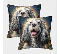 HLXZMCVBT Cute Pet Dog Short Plush Clever Cushion Cases Square Decorative Set of 2 for 45x45cm