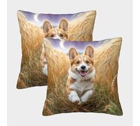 HLXZMCVBT Cute Pet Dog Velvet Interesting Cushion Cases Couch Sofa Bed Living Room Bedroom Set of 2 for 50x50cm