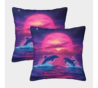 HLXZMCVBT Dolphin Velvet Pillow Cover Cushion Cases Ornaments Set of 2 for 45x45cm