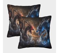 HLXZMCVBT Dragon Short Plush Pillow Cover Cushion Cases Outdoor Decor Set of 2 for 45x45cm
