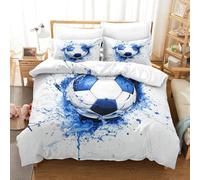 HLXZMCVBT Football 3D Printed Duvet Cover Set Comforter Bedding Pillowcasefor SetSoft Zipper Quilt Adults Kids King(220x240cm)