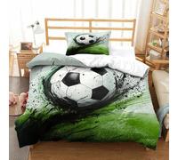 HLXZMCVBT Football 3D Printed Duvet Cover Set Microfiber Bedding Pillowcasefor Zipper Closure Children Teens Single（135x200cm）