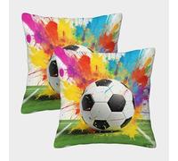 HLXZMCVBT Football Velvet Cute Cushion Cases Couch Sofa Bed Living Room Bedroom Set of 2 for 40x40cm