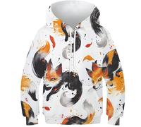 HLXZMCVBT Fox Boys Girls Hoodies 3D Graphic Pullover Funny Pullover Sweatshirt Hooded Sweatshirt Pockets 11-13Y