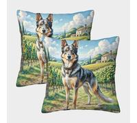 HLXZMCVBT French Wolf Dog Velvet Interesting Pillow Cover Couch Sofa Bed Living Room Bedroom Set of 2 for 50x50cm