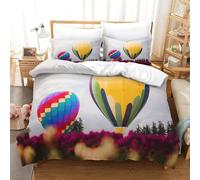 HLXZMCVBT Hot Air Balloon 3D Printed Duvet Cover Set Comforter Bedding Set Pillowcasefor SetSoft Zipper Quilt Children Teens Double（200x200cm）