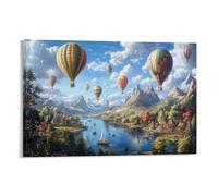 HLXZMCVBT Hot Air Balloon Colourful Wall Art, Blue Sky Pictures Paintings on Canvas Wall Art Canvas Prints Modern Artwork for Bedroom Office Home Decor 20x30inch(50x75cm)