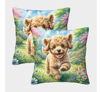 HLXZMCVBT Miniature Poodle Short Plush Interesting Throw Pillow Ornaments Set of 2 for 40x40cm