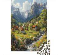 HLXZMCVBT Mountain Cottage Jigsaw Puzzle 1000pcs (75x50cm) - Cardboard, Jigsaw, Scenic, 1000 Pieces, 1 Set, 1000 Items, 1000 Content, 1 Gram, 12-99 Years