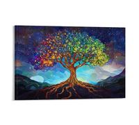 HLXZMCVBT Red Tree of Life Colourful Wall Art for Living Room, Wall Painting Pictures Giclee Canvas Prints Artwork for Living Room Modern Family Bedroom 20x30inch(50x75cm)