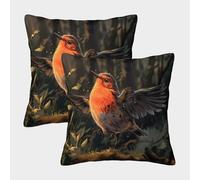 HLXZMCVBT Robin Velvet Pillow Cover Pillow Cover Outdoor Decor Set of 2 for 40x40cm