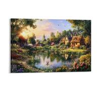 HLXZMCVBT Rural Scenery Colourful Wall Art, Landscape Pictures Paintings on Canvas Wall Art Giclee Canvas Prints Artwork for Bedroom Office Home Decor 12x18inch(30x45cm)