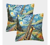 HLXZMCVBT Saxophone Short Plush Beautiful Pillow Cover Sofa Home Decor Set of 2 for 45x45cm