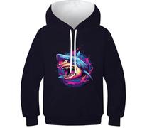 HLXZMCVBT Shark Boys Girls Hoodies 3D Printed Pullover Pullover Sweatshirt Hooded Sweatshirt Pockets 13-15Y