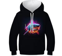 HLXZMCVBT Shark Teen Boys Girls Fashion 3D Printed Sweatshirt Pullover Funny Long Sleeve Hooded with Pocket for 10-12Y