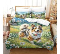 HLXZMCVBT Shetland Sheepdog 3D Printed Duvet Cover Set Microfiber Bedding Set Cover Pillowcasefor SetSoft Zipper Quilt Adults Kids Double（200x200cm）