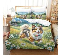 HLXZMCVBT Shetland Sheepdog 3D Printed Duvet Cover Set Microfiber Bedding Set Cover Pillowcasefor Zipper Closure Kids Boys TeensDuvet Super King（260x220cm）