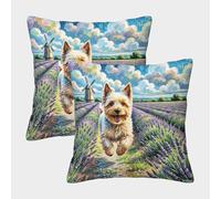 HLXZMCVBT Soft Coated Wheaten Terrier Boho Floral Velvet Cute Throw Pillow Sofa Home Decor Set of 2 for 45x45cm