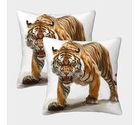 HLXZMCVBT Tiger Velvet Originality Throw Pillow Outdoor Decor Set of 2 for 50x50cm