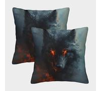 HLXZMCVBT Wolf Boho Floral Velvet Pillow Cover Cushion Cases Ornaments Set of 2 for 50x50cm