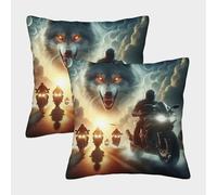HLXZMCVBT Wolf Velvet Interesting Cushion Cases Outdoor Decor Set of 2 for 45x45cm
