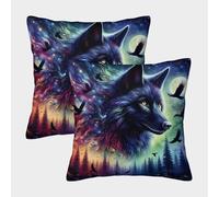 HLXZMCVBT Wolf Velvet Interesting Throw Pillow Outdoor Decor Set of 2 for 40x40cm