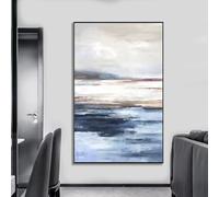 HLYEHDIAD 1pcs Light blue brown wall art abstract gray blue painting, oversized light brown living room decor artwork, large wall decor, living room decor/Unframed (60 * 90cm)