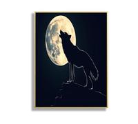 HLYEHDIAD 1Pcs Wall Art Canvas Wolf Moon Canvas Wall Art Print Poster, Abstract Animal Canvas Painting, Contemporary Artwork Home Living Room Bedroom Decor70*100cm/Unframed