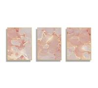 HLYEHDIAD 3Pcs Wall Art Modern Golden Marble Canvas Art Poster Abstract Pink and Gold Print Wall Painting for Bedroom Living Room Office Decor Aesthetic/Unframed (40 * 60cm)