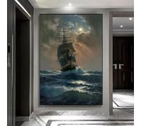HLYEHDIAD Pirate Ship Canvas Painting Wall Art Vintage Sailing Ships Poster boating ship Print Wall Art Picture for Living Room Home Decor/Unframed (50 x 70 cm)