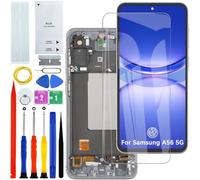 HLYGZX OLED Screen for Samsung Galaxy A56 5G Original A566V A566B A566B/DS A566E Display Screen Replacement Assembly Repair Kit (Black with Frame, with Fingerprint)