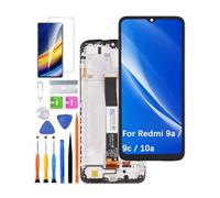 HLYGZX Screen Replacement for Xiaomi Redmi 9a/9c/10a LCD Display,M2006C3LG M2006C3MG Display Touch Screen Digitizer Assembly Repair Parts with Kit（Black with Frame