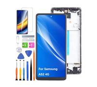 HLYGZX TFT Screen Replacement for Samsung Galaxy A52 4G LCD Display, A525F A525F/DS A525M Display Touch Screen Digitizer Assembly Repair Parts with Kit(Without Fingerprint,Black with Frame