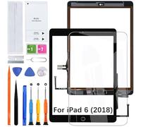 HLYGZX Touch Screen for iPad 6 2018 9.7 Inch Digitizer Touchscreen for iPad 6th Generation 2018 A1893 A1954 Black with Home Button Repair Kit (No LCD)