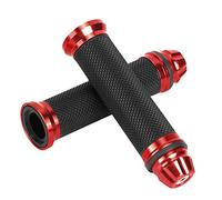 Hlyjoon 1 Pair Motorcycle Handle Grips CNC Aluminum Rubber Universal 7/8inch 22mm Moto Standard Handlebar End Grip Motorbike Thruster Grip Bar for Bike Bicycle(Red)
