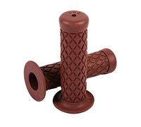 Hlyjoon 1 Pair Motorcycle Rubber Handle Grips Universal 7/8inch 22mm Moto Standard Vintag Handlebar End Grip Non Slip Strip Motorbike Thruster Grip Bar for Motorcycle Dirt Bike(Brown)