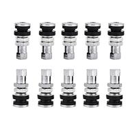 Hlyjoon 10pcs TR161 Silver Metal Tire Valve Stem with Dust Cap for Car, Motorcycle, Bicycle, Truck, ATV
